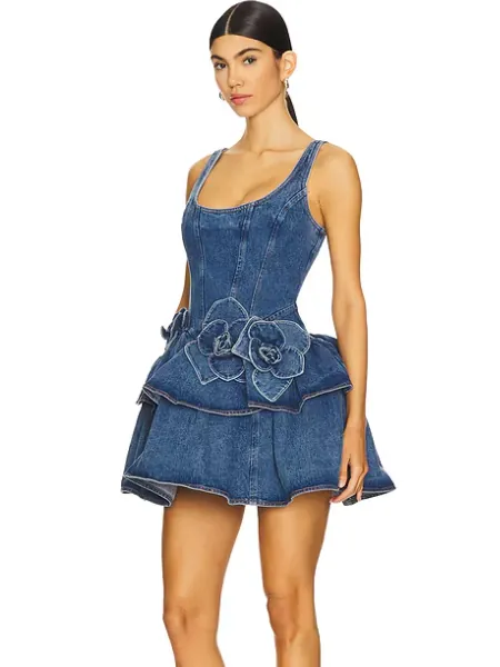 Devyn Saxe Blue Denim Ruffle Dress